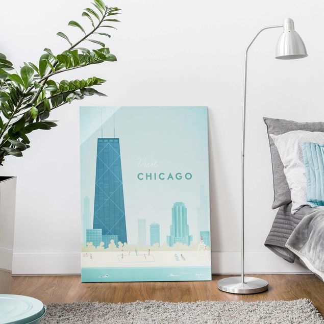 Glasbild Stadt Reiseposter - Chicago