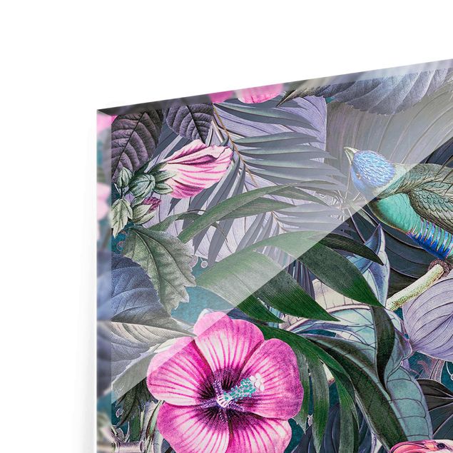 Andrea Haase Bilder Bunte Collage - Pinke Flamingos im Dschungel