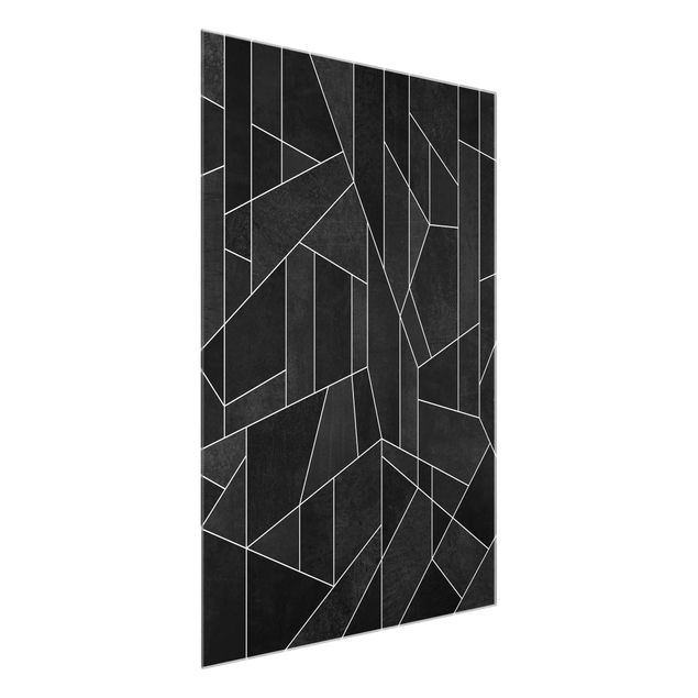 abstrakte Glasbilder Schwarz Weiß Geometrie Aquarell