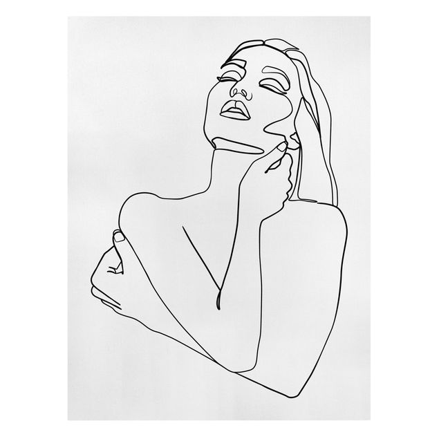 schwarz-weiß Bilder auf Leinwand Line Art Frau Oberkörper Schwarz Weiß