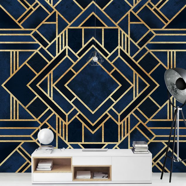 Muster Tapete Art Deco Gold
