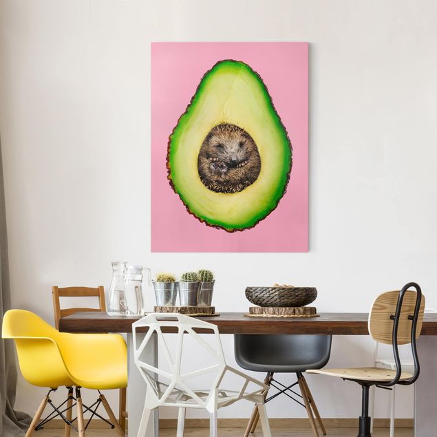 Kunstdruck Leinwand Avocado mit Igel