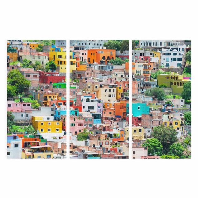 Wandbilder Bunt Farbige Häuserfront Guanajuato