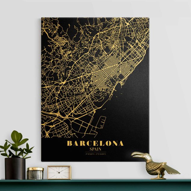 Küche Dekoration Stadtplan Barcelona - Klassik Schwarz