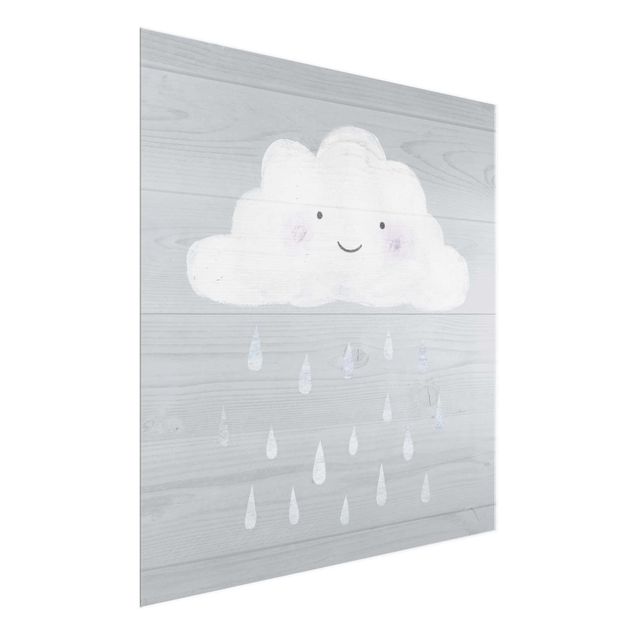 Wandbilder Grau Wolke mit silbernen Regentropfen