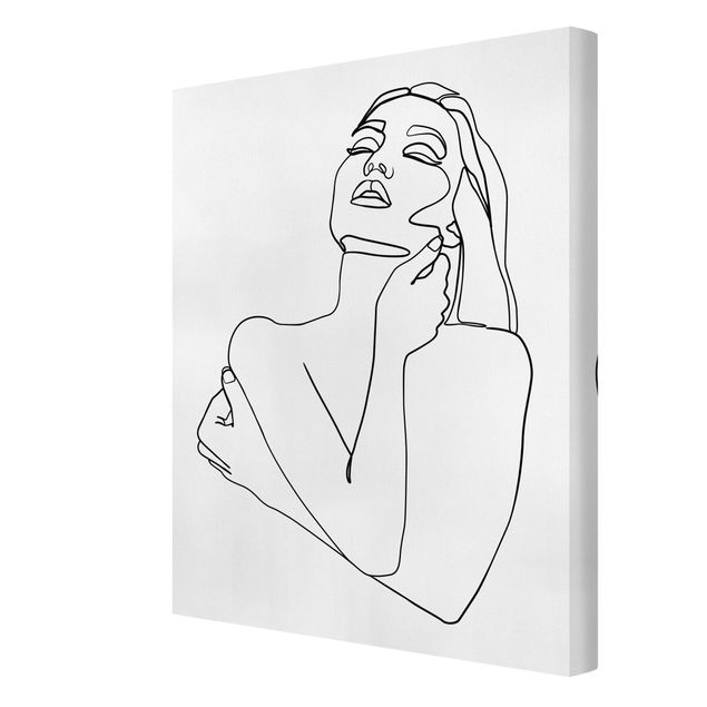 Wandbilder Kunstdrucke Line Art Frau Oberkörper Schwarz Weiß