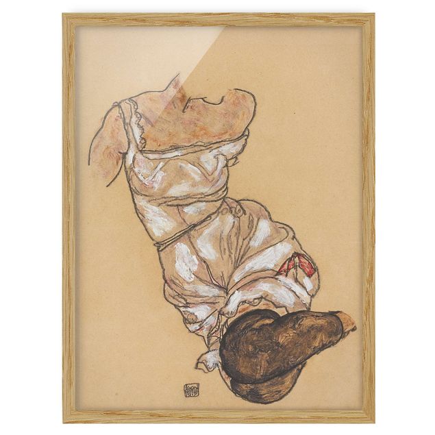 Wandbilder Akt & Erotik Egon Schiele - Weiblicher Torso in Unterwäsche