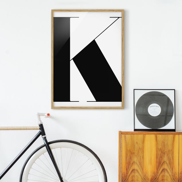 schwarz-weiß Bilder mit Rahmen Antiqua Letter K