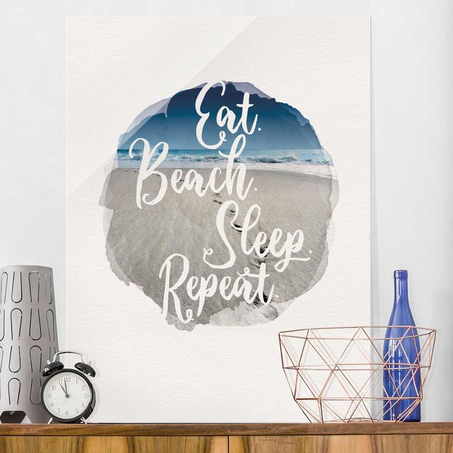 Wandbilder Wasserfarben - Eat.Beach.Sleep.Repeat.