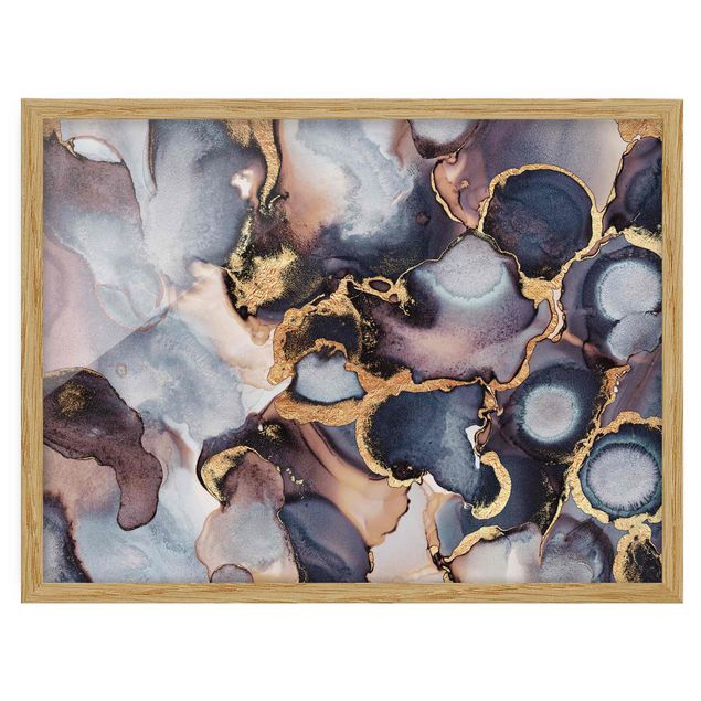 Wandbilder Muster Marmor Aquarell mit Gold