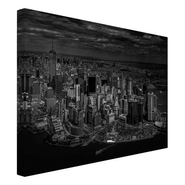 Leinwandbilder schwarz-weiß New York - Manhattan aus der Luft