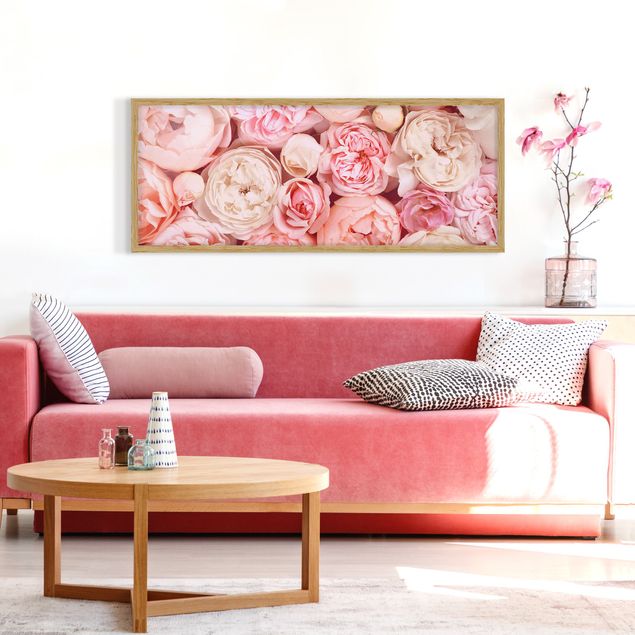 Bilder gerahmt Blumen Rosen Rosé Koralle Shabby