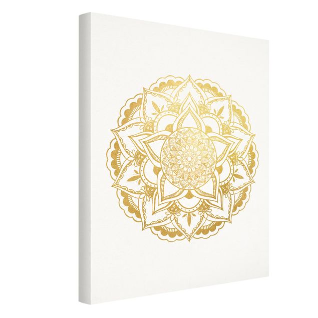 Wandbilder Mandalas Mandala Illustration Ornament weiß gold