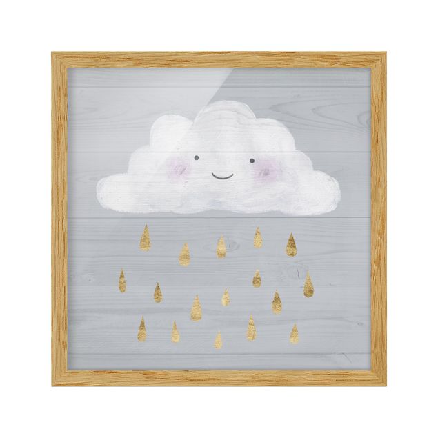 Wandbilder Grau Wolke mit goldenen Regentropfen