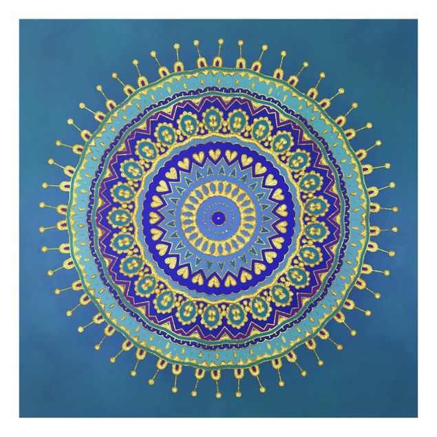Wandbilder Blau Mandala Blau Gold