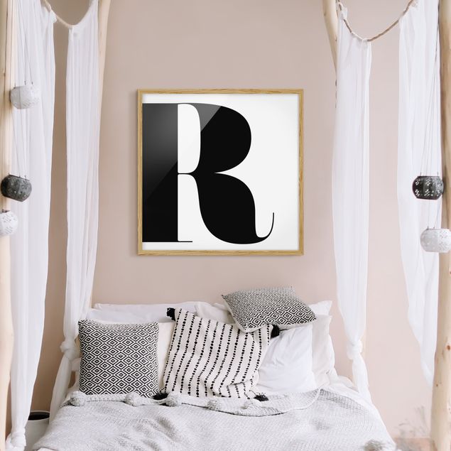 schwarz-weiß Bilder mit Rahmen Antiqua Letter R