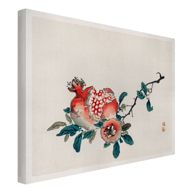 Wandbilder Floral Asiatische Vintage Zeichnung Granatapfel