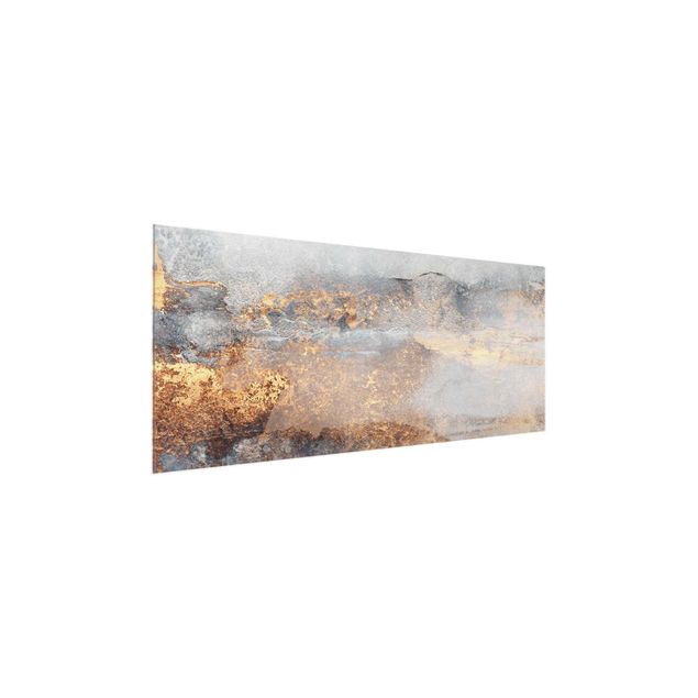 Wandbilder Muster Gold-Grauer Nebel
