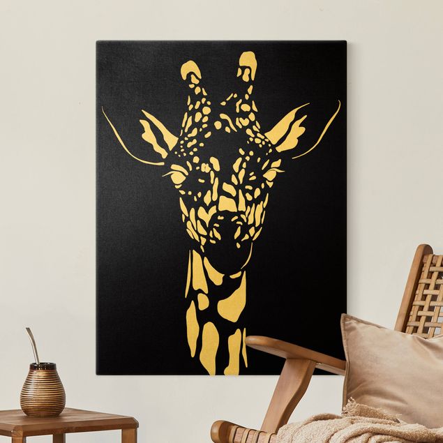 Wanddeko Küche Safari Tiere - Portrait Giraffe Schwarz