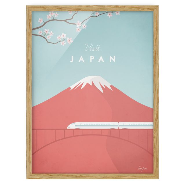 gerahmte Blumenbilder Reiseposter - Japan