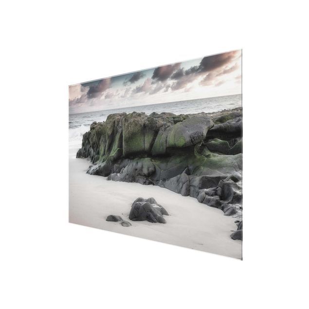 Glasbilder Natur Felsen am Strand