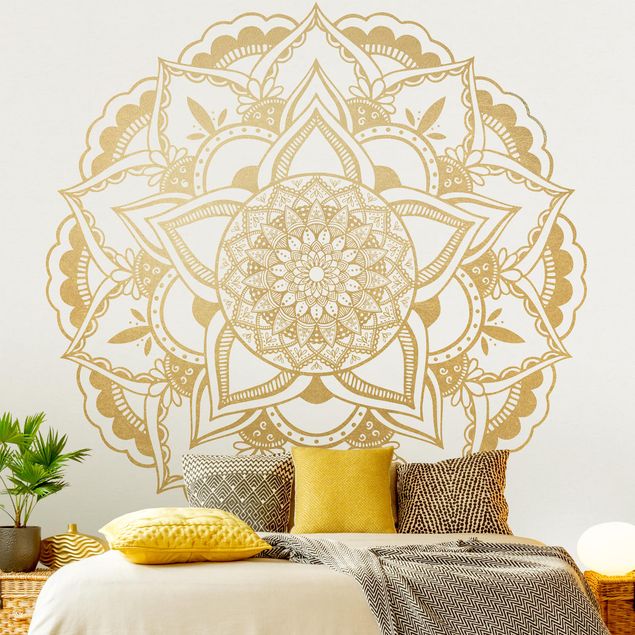 Küche Dekoration Mandala Blume gold weiß