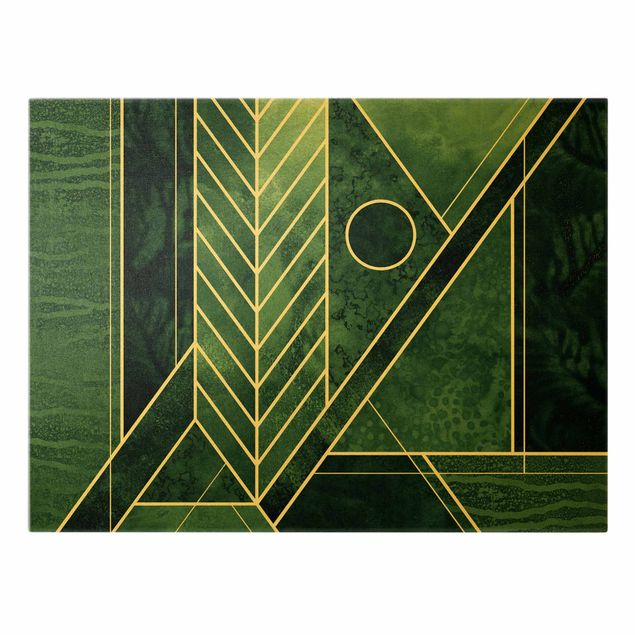 Leinwandbilder Goldene Geometrie - Smaragd