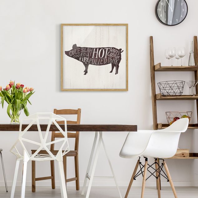 Wandbilder Sprüche Bauernhof BBQ - Schwein