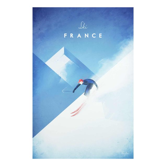 Glasbild Stadt Reiseposter - Ski in Frankreich