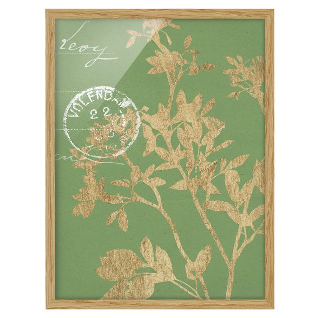 Wandbilder Blumen Goldene Blätter auf Lind II