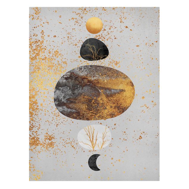 Elisabeth Fredriksson Kunstdrucke Sonne und Mond in Goldglanz