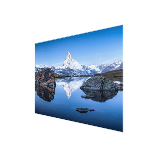 Glasbilder Landschaften Stellisee vor dem Matterhorn