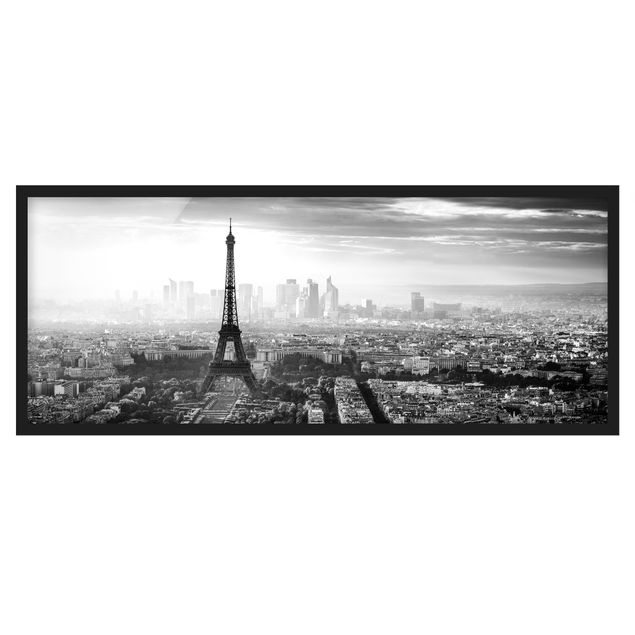 Wandbilder Architektur & Skyline Der Eiffelturm von Oben schwarz-weiß
