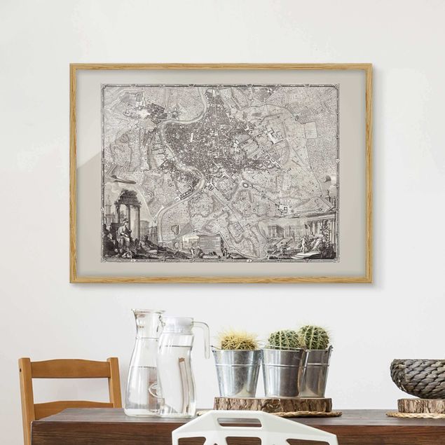 Wanddeko Küche Vintage Stadtplan Rom