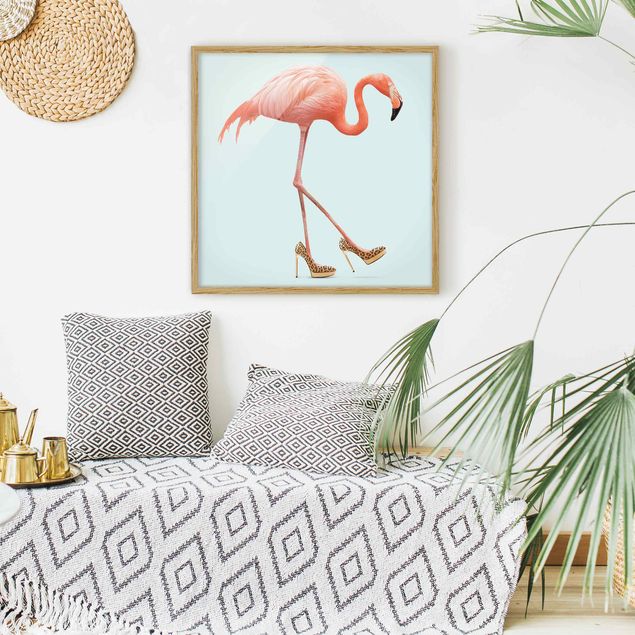 Wandbilder Kunstdrucke Flamingo mit High Heels