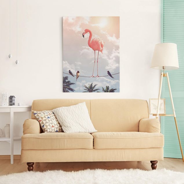 Wandbilder Landschaften Himmel mit Flamingo
