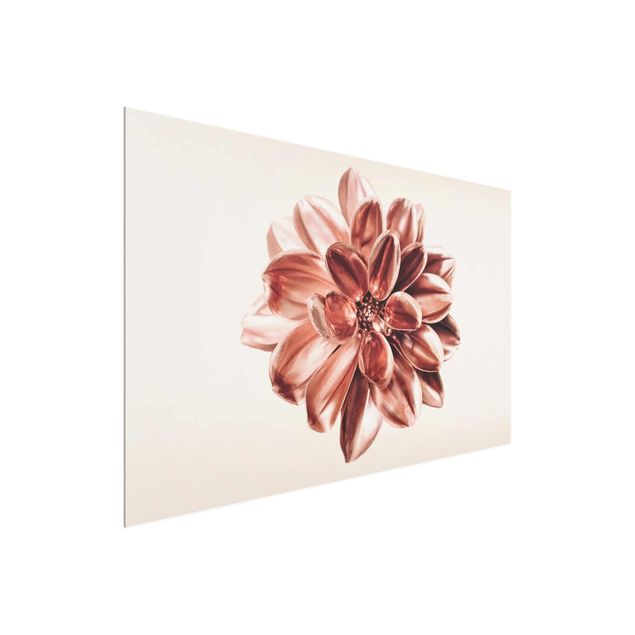 Wandbilder Floral Dahlie Rosegold Metallic Rosa
