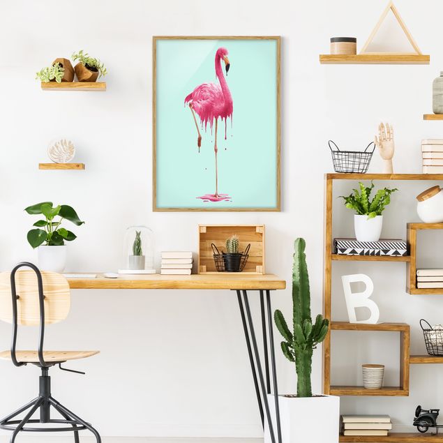 Wandbilder Kunstdrucke Schmelzender Flamingo