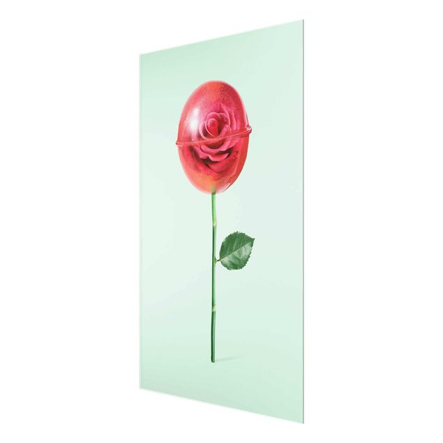 Wandbilder Grün Rose mit Lollipop