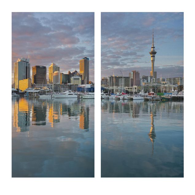 Skyline Leinwandbild Auckland Skyline Sonnenuntergang