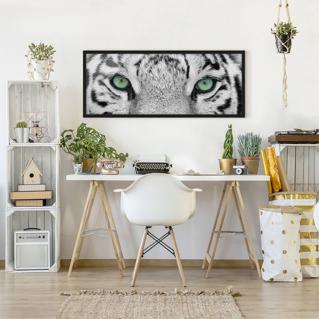 schwarz-weiß Bilder gerahmt Weißer Tiger