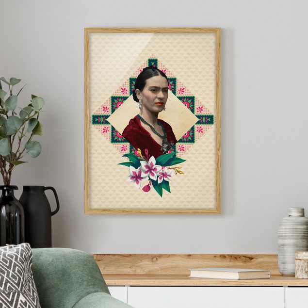Wandbilder Kunstdrucke Frida Kahlo - Blumen und Geometrie