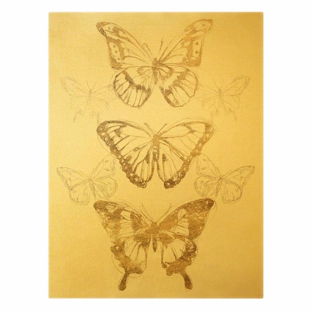 Leinwandbilder kaufen Schmetterlingskomposition in Gold II