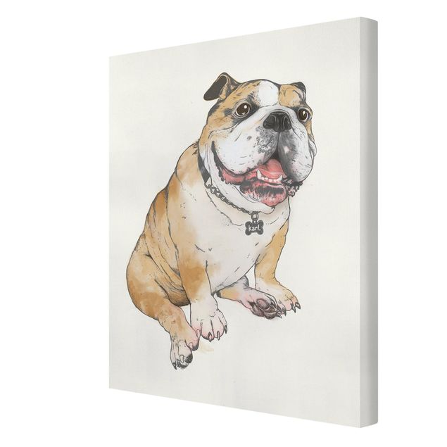 Wandbilder Kunstdrucke Illustration Hund Bulldogge Malerei