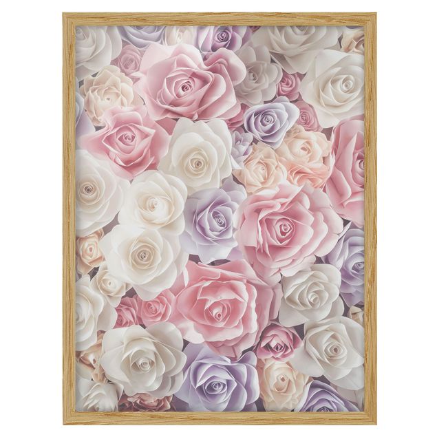 Wandbilder Blumen Pastell Paper Art Rosen