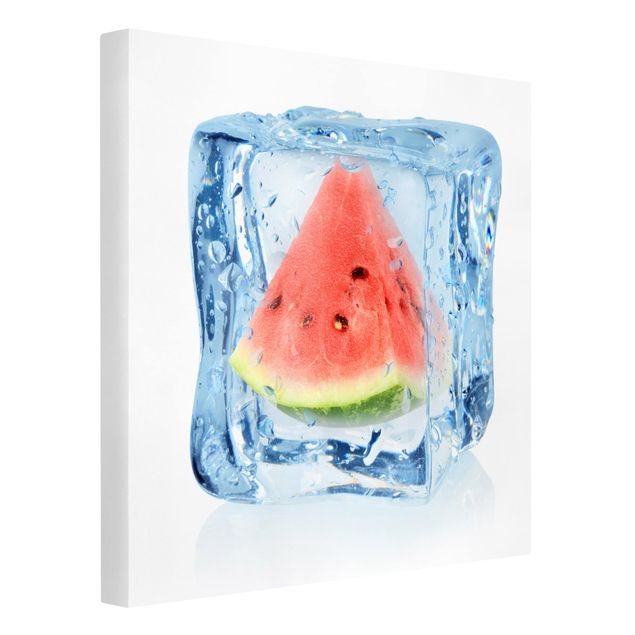 Wandbilder Blumen Melone im Eiswürfel