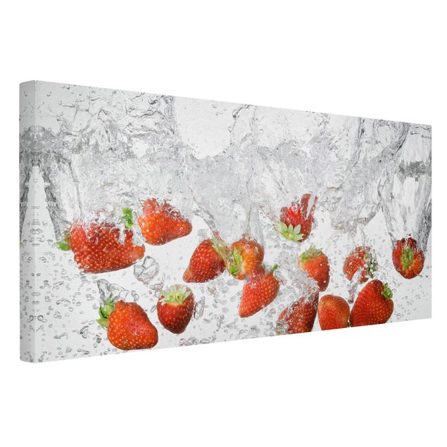 Wandbilder Blumen Frische Erdbeeren im Wasser