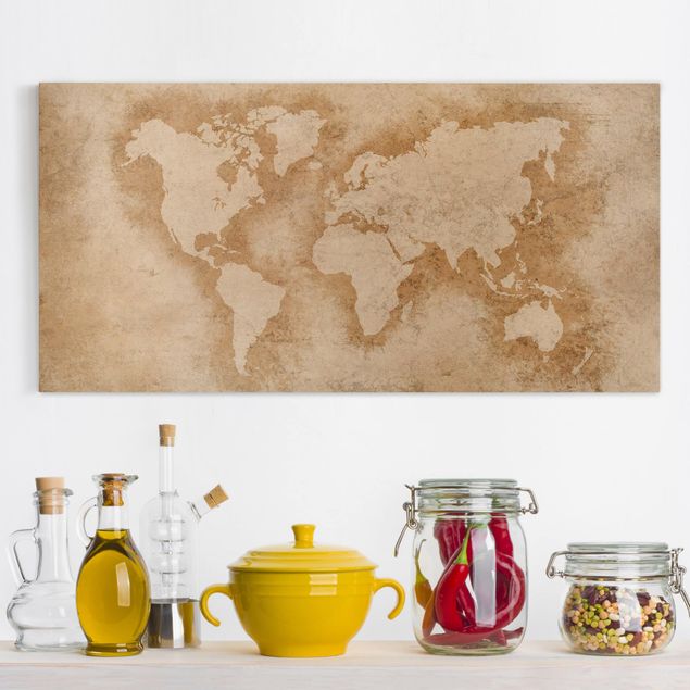 Küchen Deko Antike Weltkarte