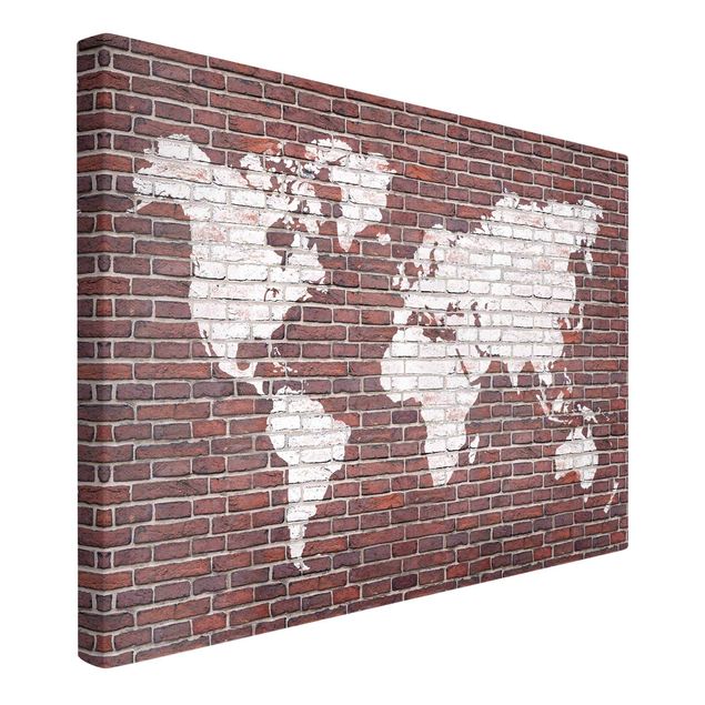 Wandbilder 3D Backstein Weltkarte