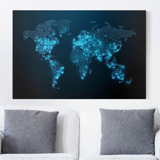 Leinwandbilder Städte Connected World Weltkarte